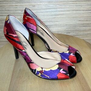 Marc Fisher Multi Color Abstract Peep Toe Heels size 8